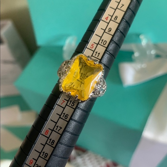 Yellow Gemstone Cocktail Ring - Women's Silver-Tone Fashion Ring size 6 328 - Picture 5 of 6